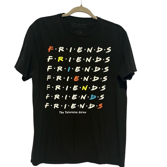 FRIENDS Black Short Sleeve Tee Iconic Logo, Size Large (Men’s) - Picture 1 of 3